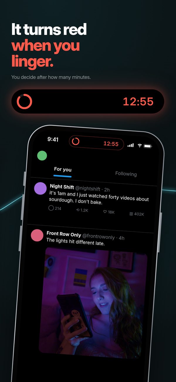 App Store screenshot: It turns red when you linger.